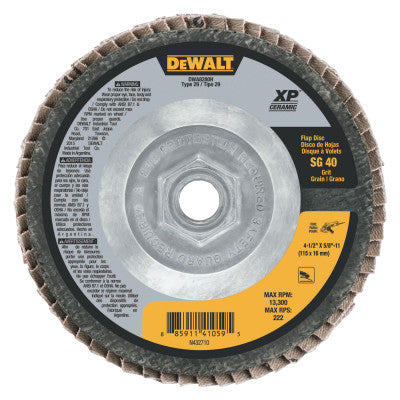 DEWALT DWA8280H 40G T29 XP Ceramic Flap Disc, 4-1/2" x 5/8"