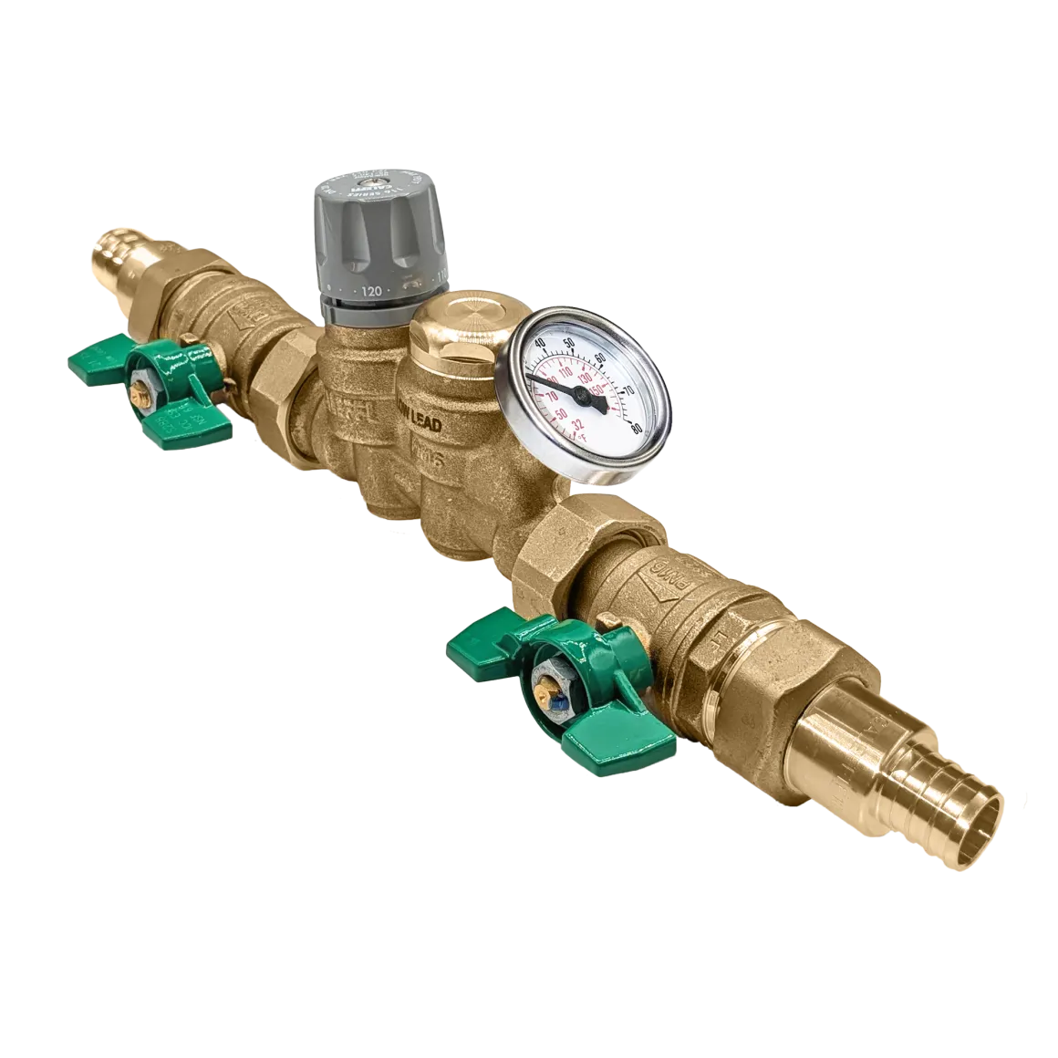Caleffi 116151AC 007 ThermoSetter™Adjustable Thermal Balancing Valve 3/4" PEX crimp unions, gauge