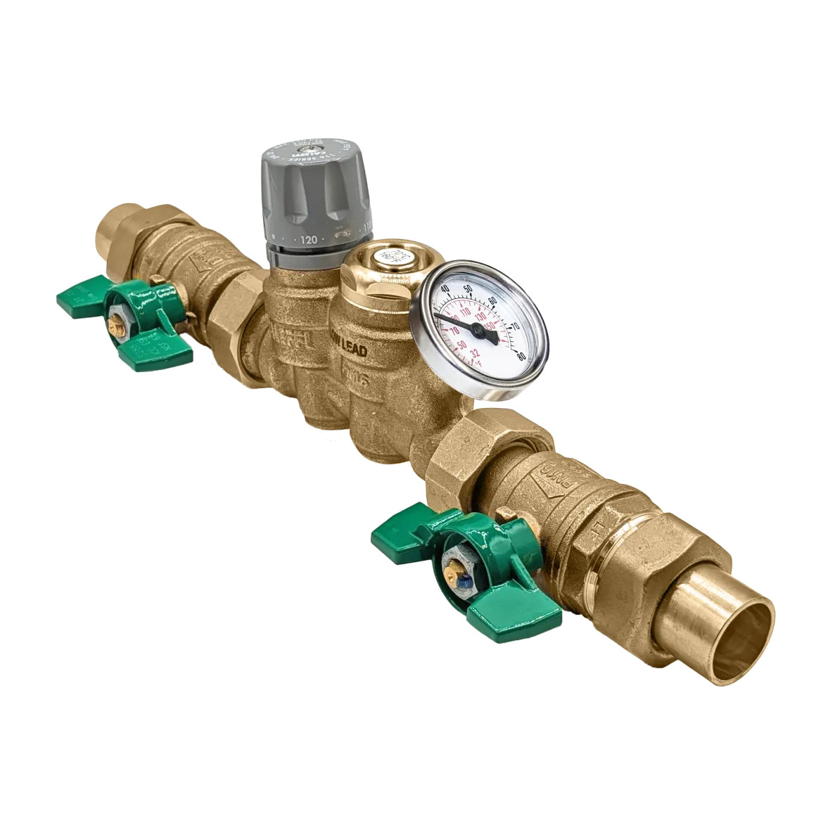 Caleffi 116250AC 009 ThermoSetter™Adjustable Thermal Balancing Valve 3/4" sweat unions, gauge, 160F therm. dis. cartridge