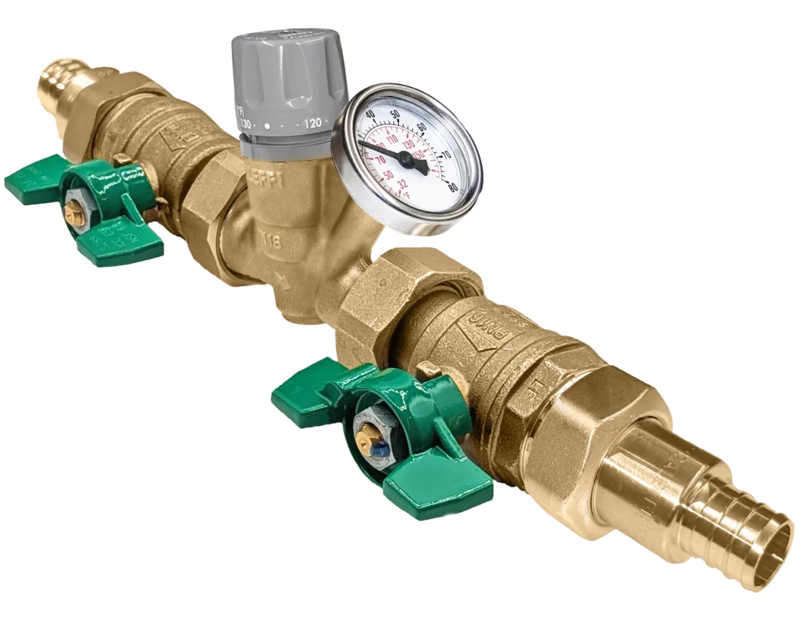 Caleffi 116441AC 008 ThermoSetter™Adjustable Thermal Balancing Valve ½” PEX expansion unions, gauge