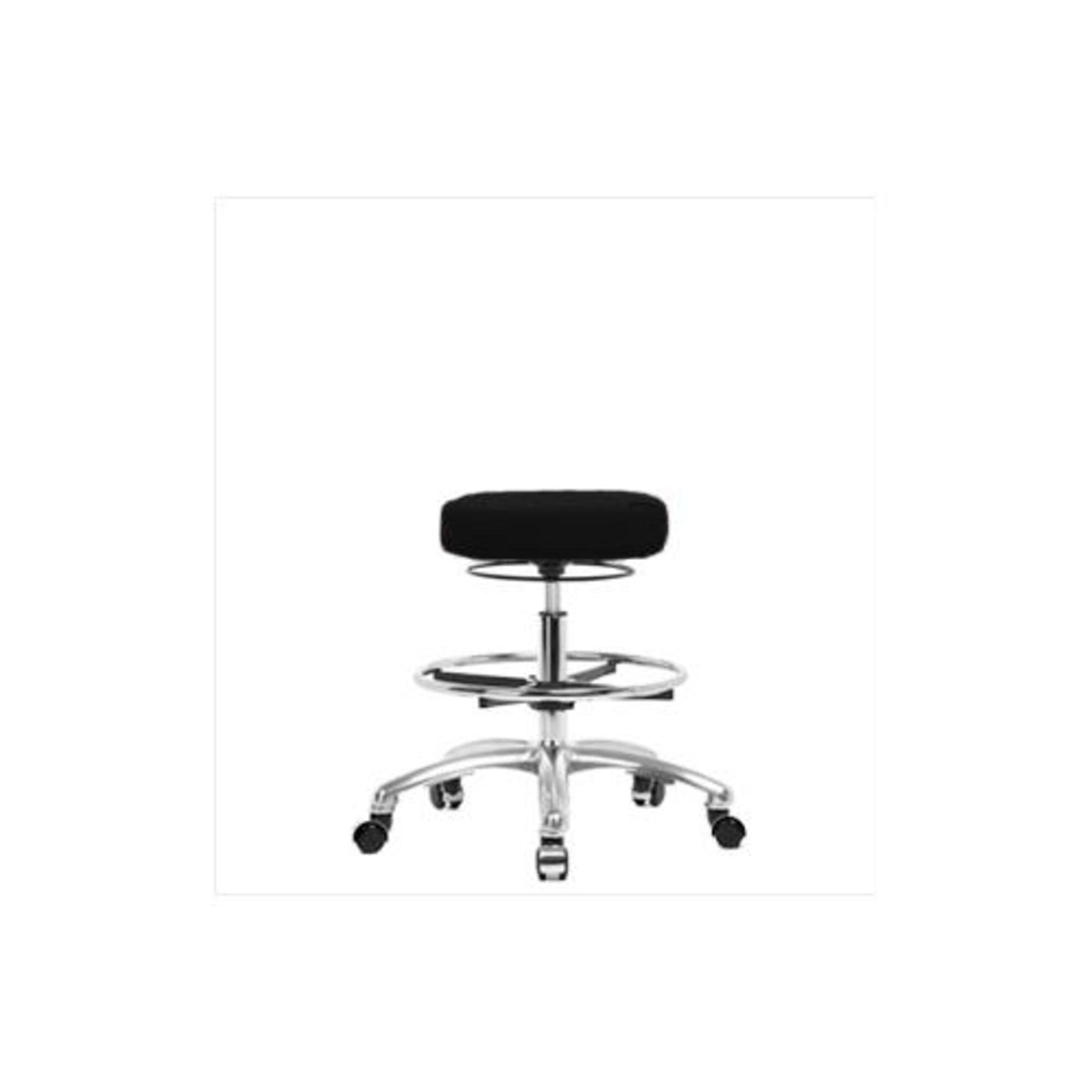 Blue Ridge Ergonomics FMBSO-CR-CF-CC-F43 Rutledge Fabric Stool without Back Chrome - Medium Bench Height with Chrome Foot Ring & Casters in Blue Fabric
