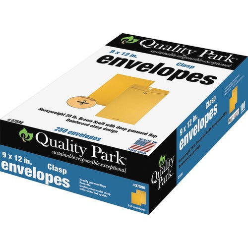 Quality Park QUA37590 Clasp Envelopes With Dispenser - Clasp - #90 - 9" Width X 12" Length - 28 Lb - Clasp - Kraft - 250 / Carton - Kraft