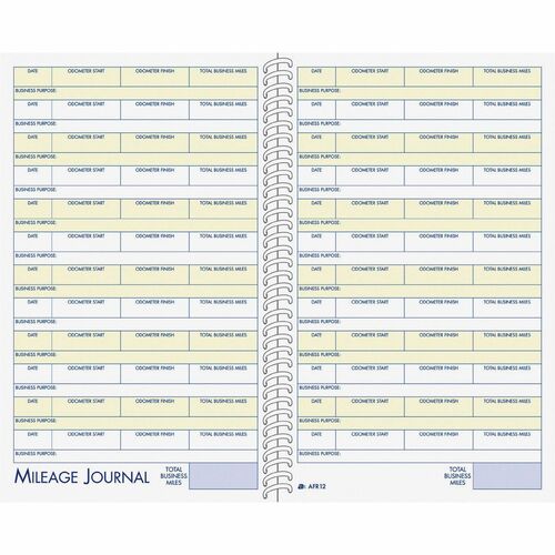 Adams ABFAFR12 Vehicle Mileage/Expense Journal Pocket