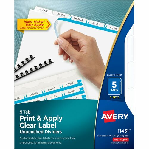 Avery® AVE11431 Avery® Print & Apply Label Unpunched Dividers - Index Maker Easy Apply Label Strip