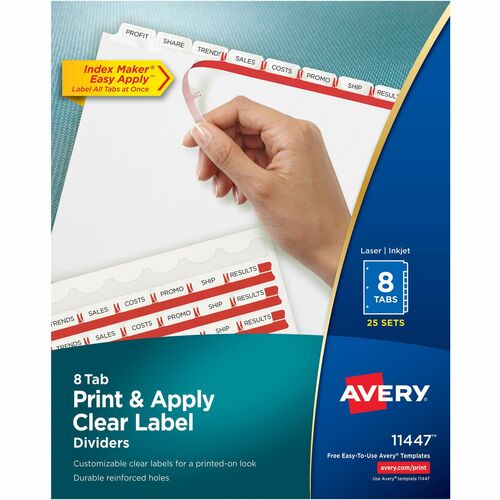 Avery® AVE11447 Avery® Print & Apply Clear Label Dividers - Index Maker Easy Apply Label Strip
