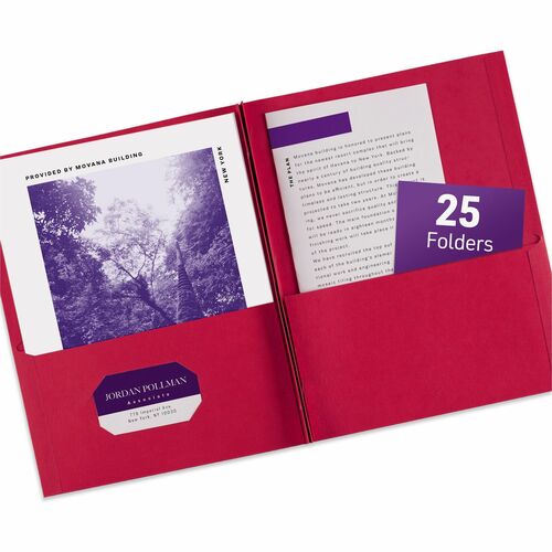 Avery® AVE47979 Two Pocket Folder With Fastener - Letter - 8 1/2" X 11" Sheet Size - 20 Sheet Capacity - 1/2" Fastener Capacity For Folder - 2 Internal Pocket(S) - Embossed Paper - Red - 25 / Box