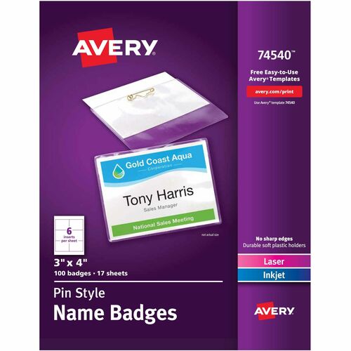 Avery® AVE74540 Avery® Pin-Style Name Badges