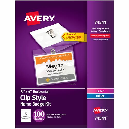 Avery® AVE74541 Avery® Clip-Style Name Badges