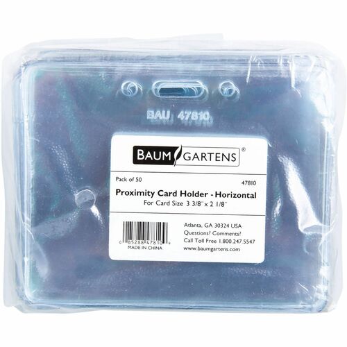 SICURIX BAU47810 Proximity Badge Holder - Horizontal - Vinyl - 50 / Pack - Clear