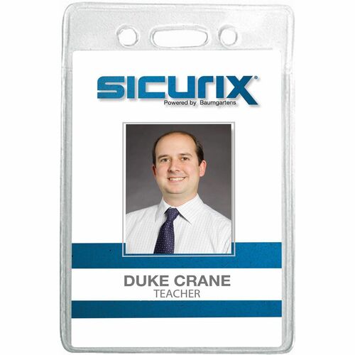 SICURIX BAU67820 Id Badge Holder - 2.4" X 3.4" - Vinyl - 12 / Pack - Clear