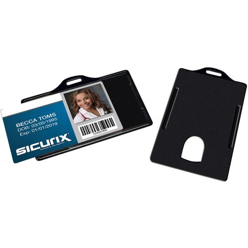 SICURIX BAU68310 Horizontal Id Card Holder - Plastic - 25 / Pack - Black
