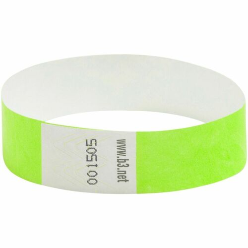 SICURIX BAU85060 Wristpass Dupont Tyvek Security Wrist Band - 10" Height X 0.8" Width Length - Neon Green - Tyvek
