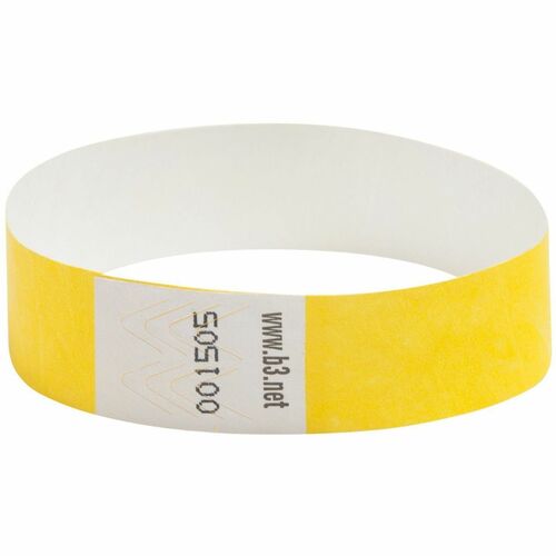 SICURIX BAU85070 Wristpass Dupont Tyvek Security Wrist Band - 10" Height X 0.8" Width Length - Yellow - Tyvek