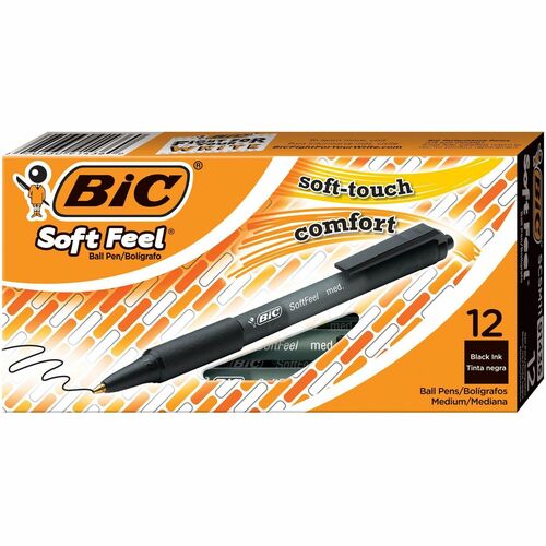 BIC BICSCSM11BK SoftFeel Retractable Ball Pens