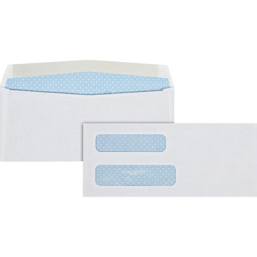 Quality Park QUA24532 Double Window Envelopes - Double Window - #8 5/8 - 3.63" Width X 8.63" Length - 24 Lb - Gummed - Wove - 500 / Box - White