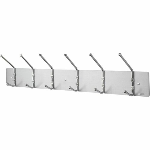 Safco SAF4162 Contemporary Garment Hook - 6 Hooks - 10 Lb (4.54 Kg) Capacity - For Garment - Steel, Aluminum - Silver - 1 Each