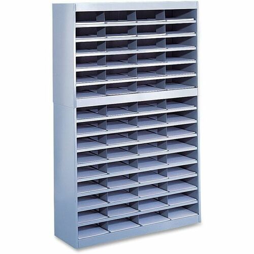 Safco SAF9231GRR E-Z Stor Literature Organizer - 750 X Sheet - 60 Compartment(S) - Compartment Size 3" X 9" X 12.25" - 60" Height X 37.5" Width X 12.8" Depth - Recycled - Gray - Steel, Fiberboard - 1Each