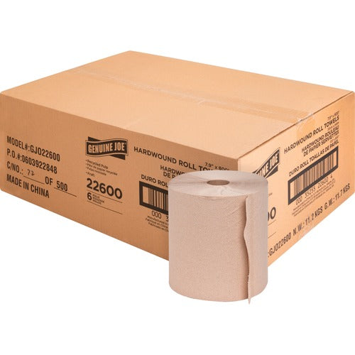 Genuine Joe GJO22600 Embossed Hardwound Roll Towels