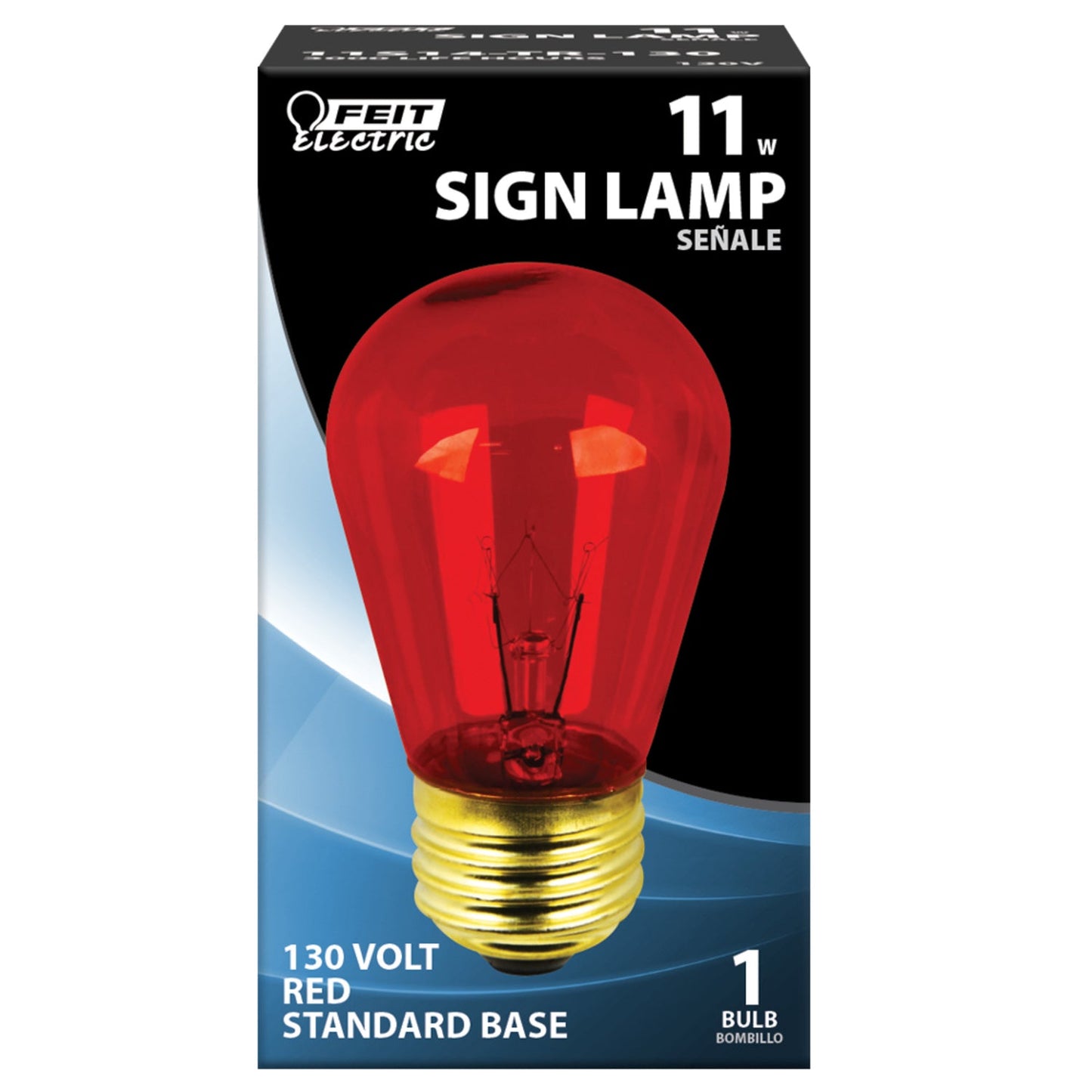 Feit Electric 11S14/TR-130 11W Red Light S14 Base (E26 Replacement) Exposed Filament Incandescent Sign Light Bulb