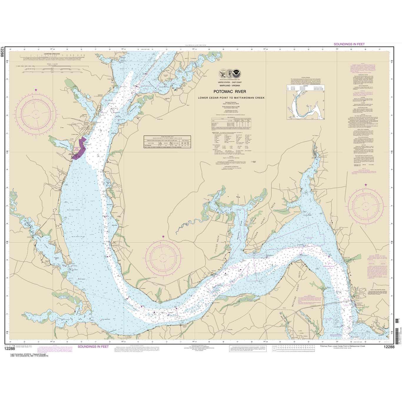Paradise Clay NO_12288 HISTORICAL NOAA Chart Potomac River Lower Cedar Point to Mattawoman Creek