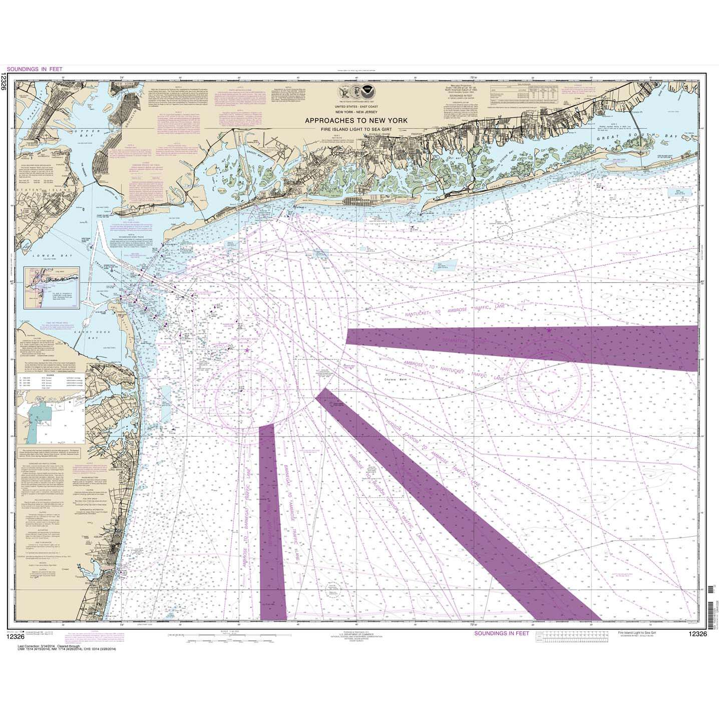 Paradise Clay NO_12326 HISTORICAL NOAA Approaches to New York Fire lsland Light to Sea Girt