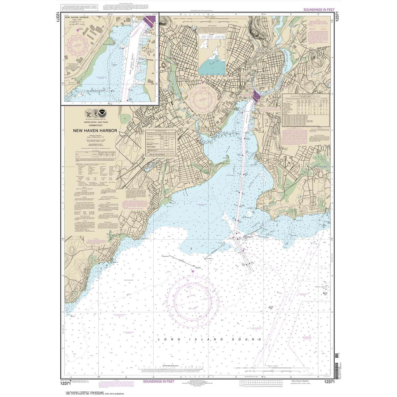 Paradise Clay NO_12371 HISTORICAL NOAA Chart New Haven Harbor;New Haven Harbor (Inset)