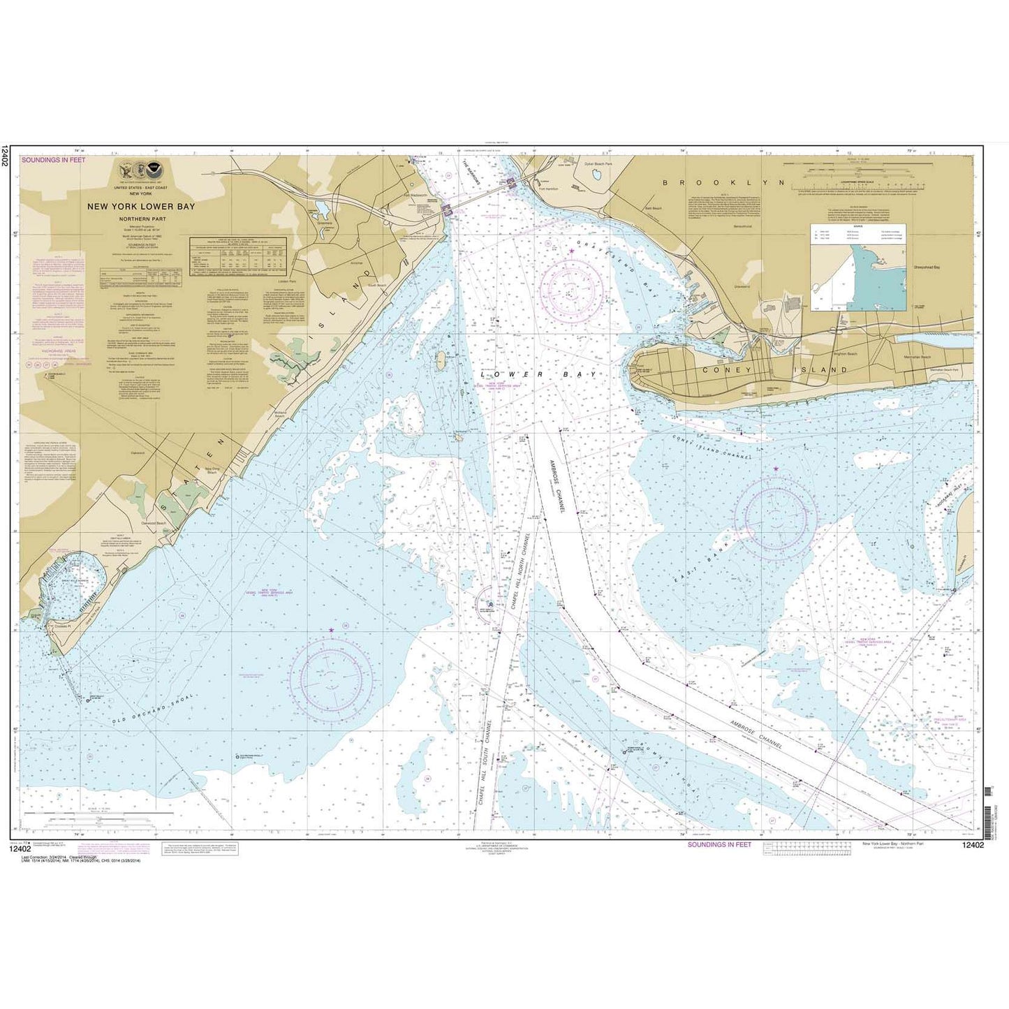 Paradise Clay NO_12402 HISTORICAL NOAA Chart New York Lower Bay Northern part