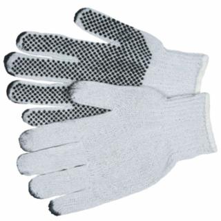 MCR SAFETY 9650LM Large Cotton/Polester Natural Pvc Dots/1 Side (1 PR)
