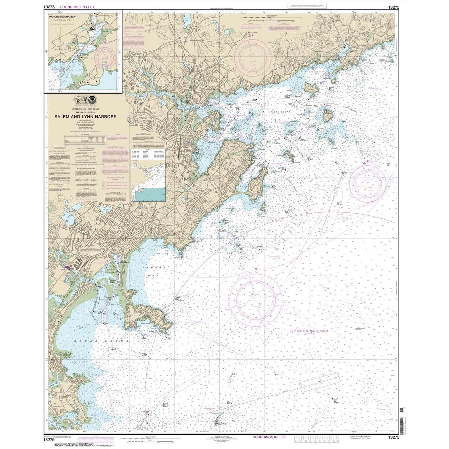 Paradise Clay NO_13275 HISTORICAL NOAA Chart Salem and Lynn Harbors; Manchester Harbor