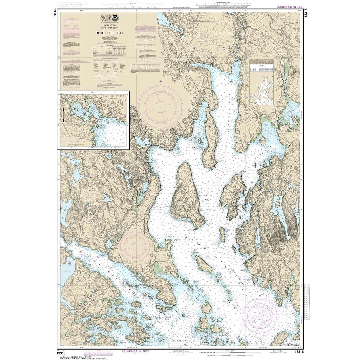 Paradise Clay NO_13316 HISTORICAL NOAA Chart Blue Hill Bay;Blue Hill Harbor
