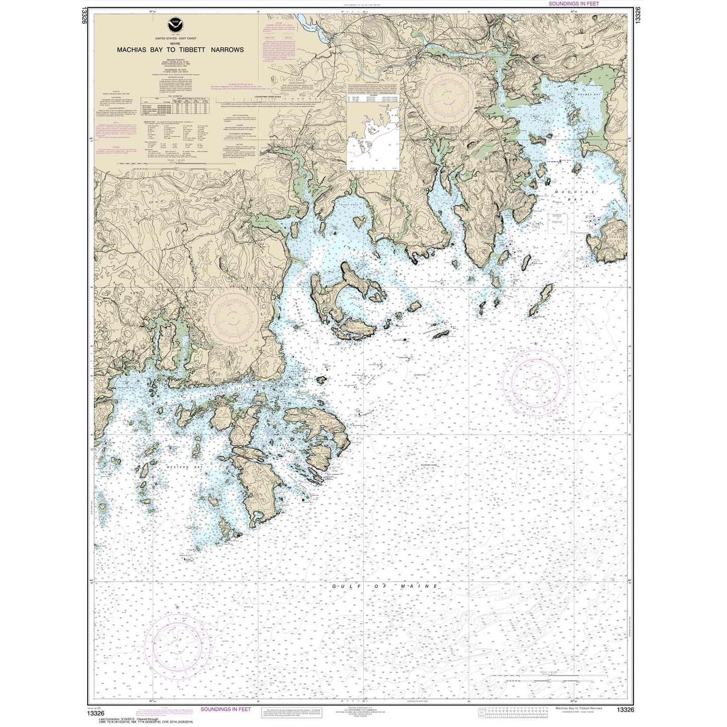 Paradise Clay NO_13326 HISTORICAL NOAA Chart Machias Bay to Tibbett Narrows