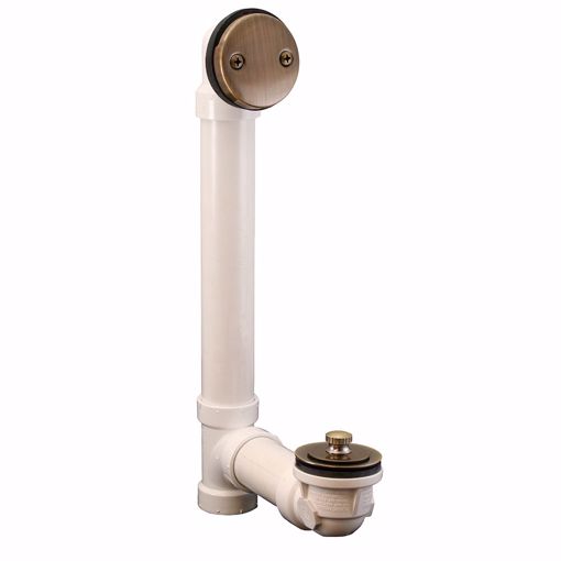 Jones Stephens B0716AB Antique Brass Two-Hole Friction Lift Bath Waste Kit, Standard Full Kit, PVC