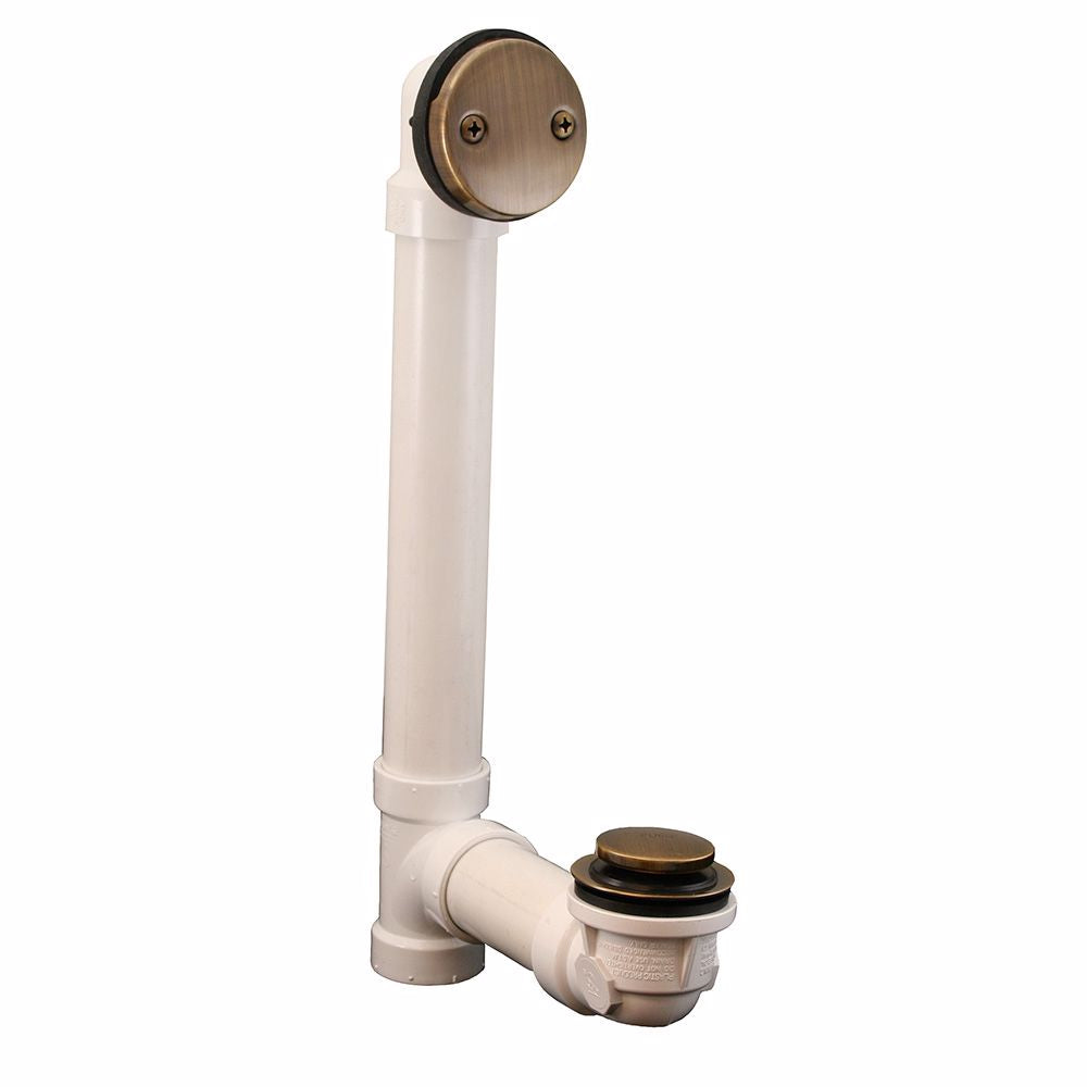 Jones Stephens B0718AB Antique Brass Two-Hole Toe Touch Bath Waste Kit, Standard Full Kit, PVC