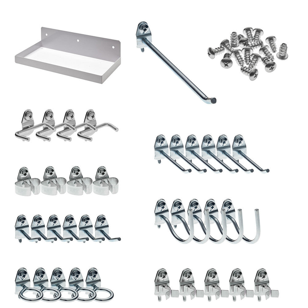 Triton Products 76126W-36 (1) White Steel Pegboard Shelf and 36 DuraHooks