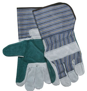 MCR Safety 1412A A-Grade Select Shoulder Leather Split Leather Palm Work Gloves Double Leather Palm and Index Finger 4.5 Inch Plasticized Gauntlet Cuff (1 DZ)