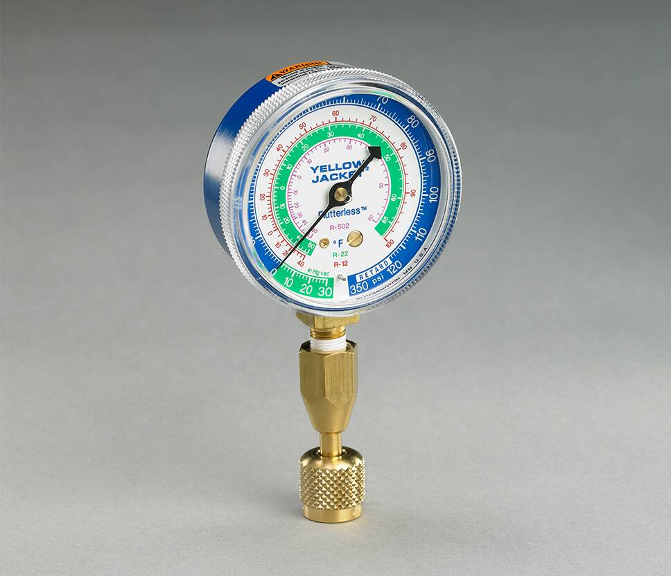 Yellow Jacket 14821 12 Blue hose Single Test Gauge 1/4 Male flare x 45° quick coupler