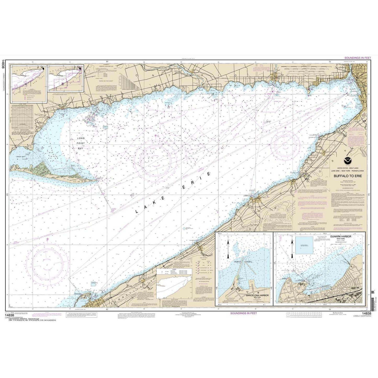 Paradise Clay NO_14838 HISTORICAL NOAA Chart Buffalo to Erie;Dunkirk;Barcelone Harbor
