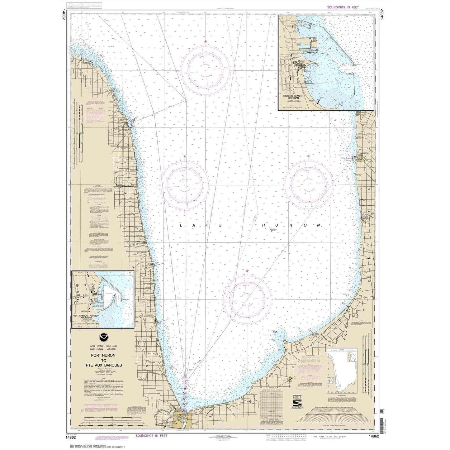 Paradise Clay NO_14862 HISTORICAL NOAA Chart Port Huron to Pte aux Barques;Port Sanilac;Harbor Beach