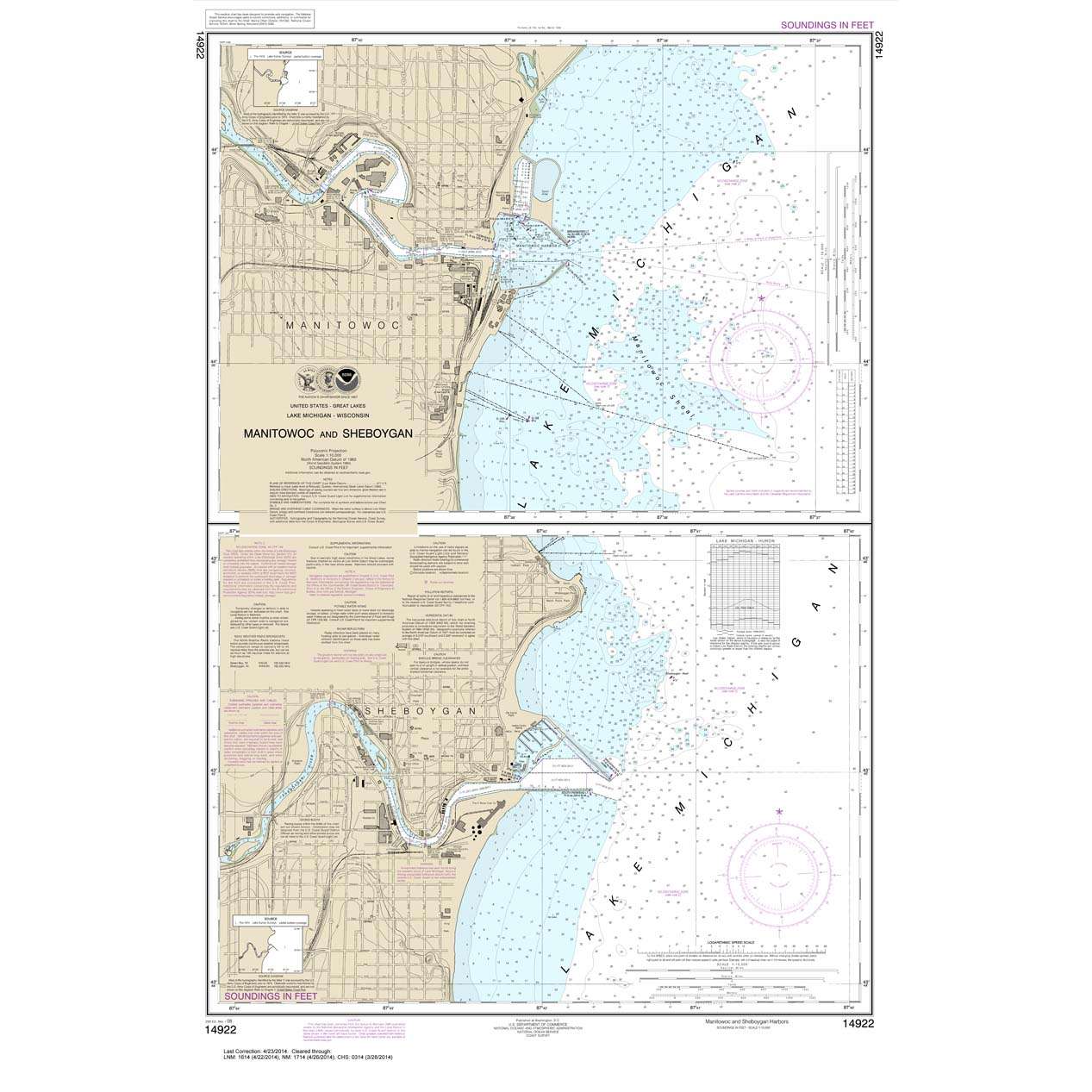 Paradise Clay NO_14922 HISTORICAL NOAA Chart Manitowoc and Sheboygan