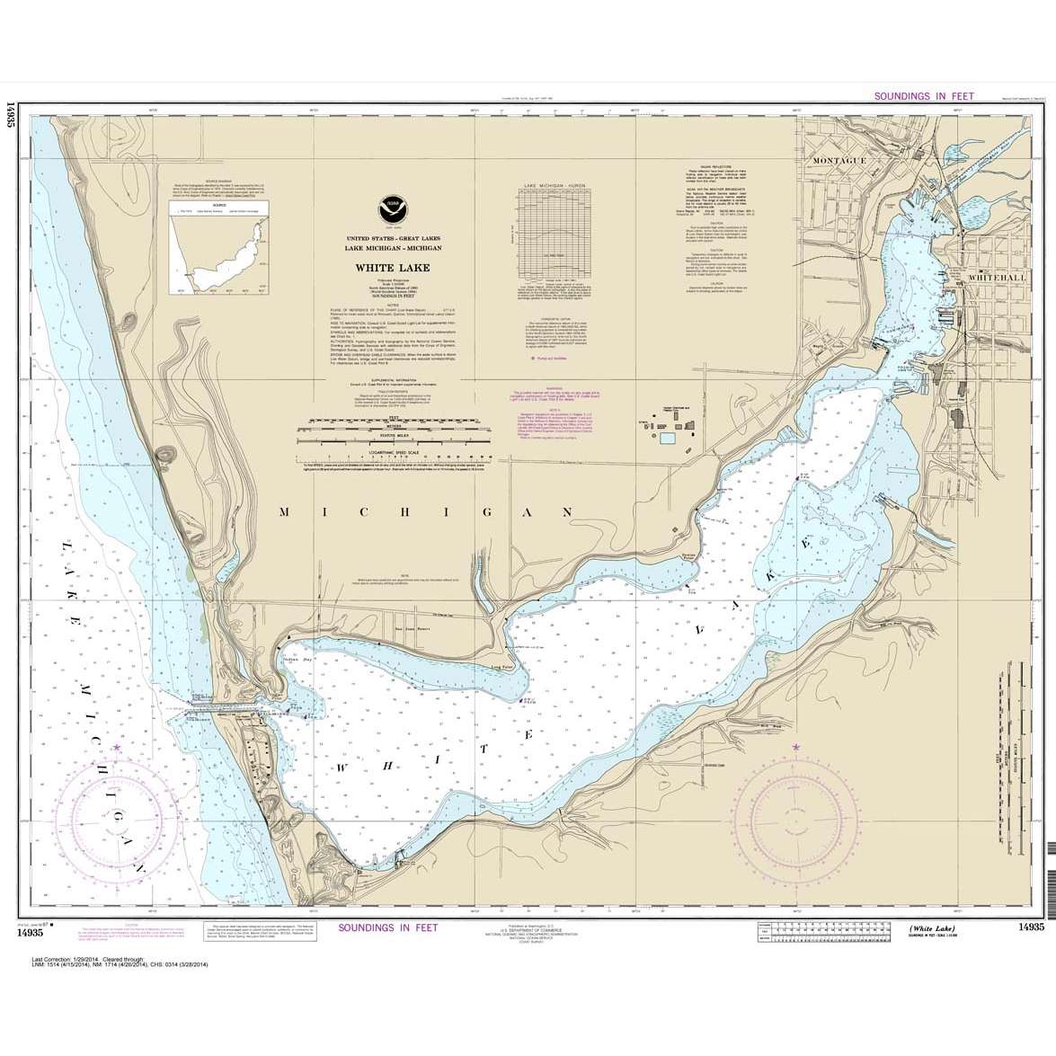 Paradise Clay NO_14935 HISTORICAL NOAA Chart White Lake