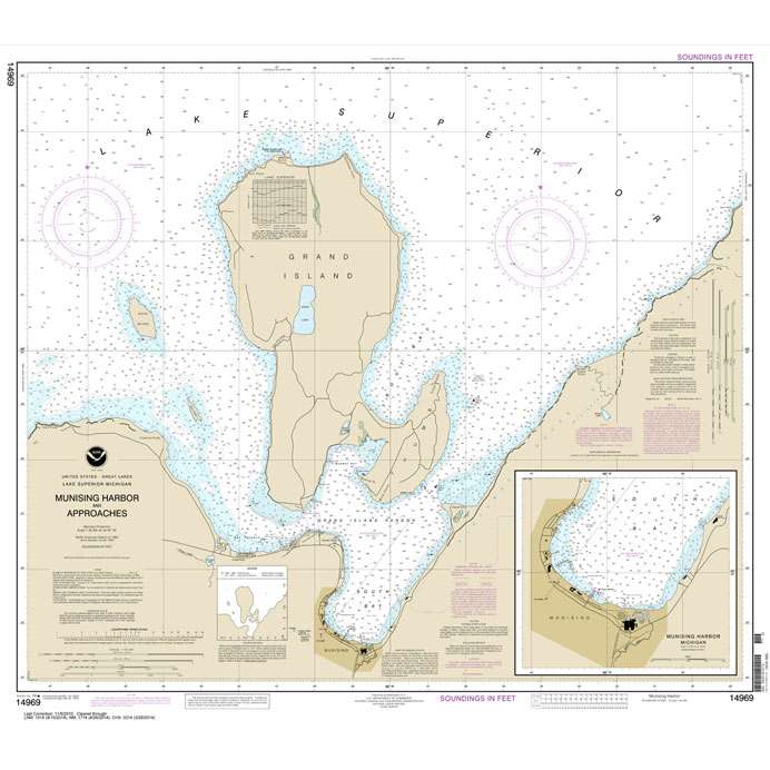 Paradise Clay NO_14969 HISTORICAL NOAA Chart Munising Harbor and Approaches;Munising Harbor