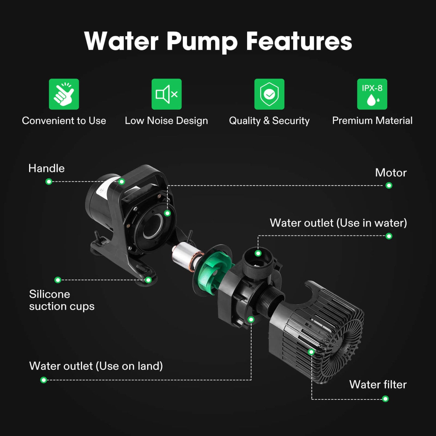 Vivosun 3700 GPH Submersible Water Pump with Barrier Bag, 300W
