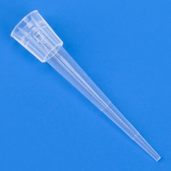 Globe Scientific 150040 Pipette Tip 0.1 - 20uL Certified Universal Low Retention Graduated 45mm Extended Length Natural STERILE 1000/Stand-Up Resealable Bag