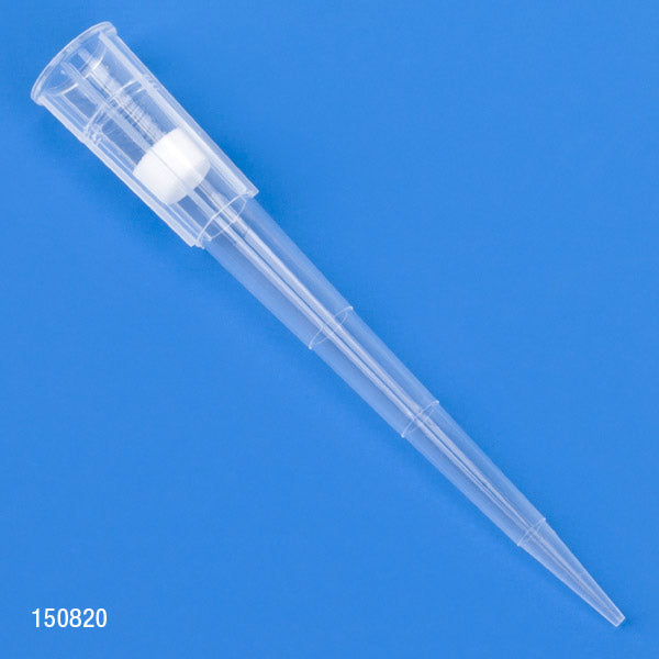 Globe Scientific 150820 Filter Pipette Tip 1 - 200uL Certified Universal Low Retention Graduated 54mm Natural STERILE 96/Rack 10 Racks/Box