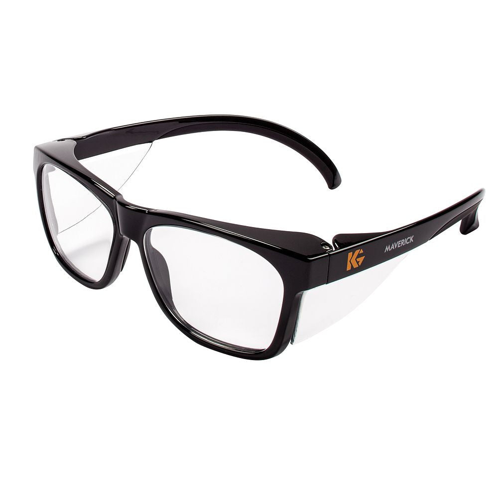 SOS Cleanroom KleenGuard Maverick Black Safety Glasses (Clear Anti-Fog) (Case/12)