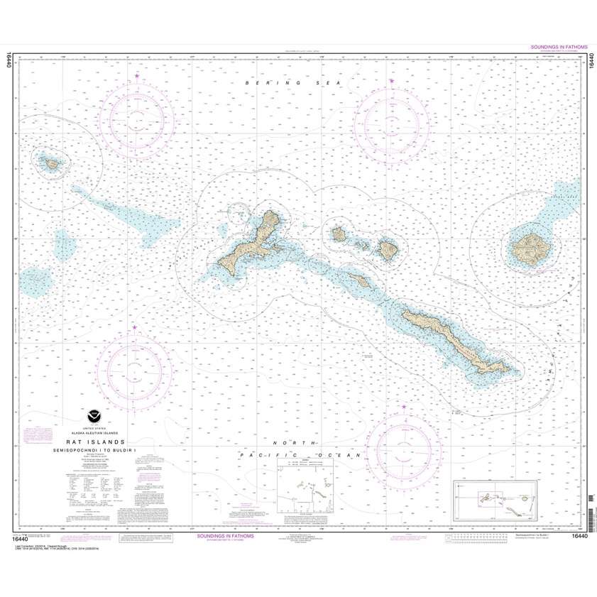 Paradise Clay NO_16440 HISTORICAL NOAA Chart Rat Islands Semisopochnoi Island to Buldir l.