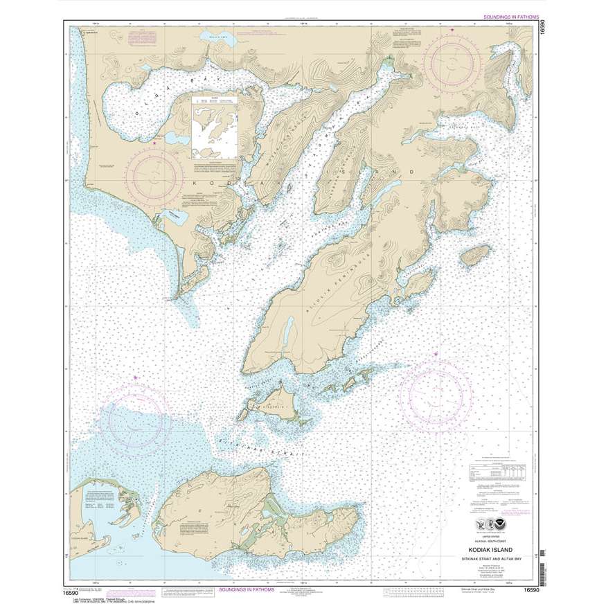 Paradise Clay NO_16590 HISTORICAL NOAA Chart Kodiak Island Sitkinak Strait and Alitak Bay