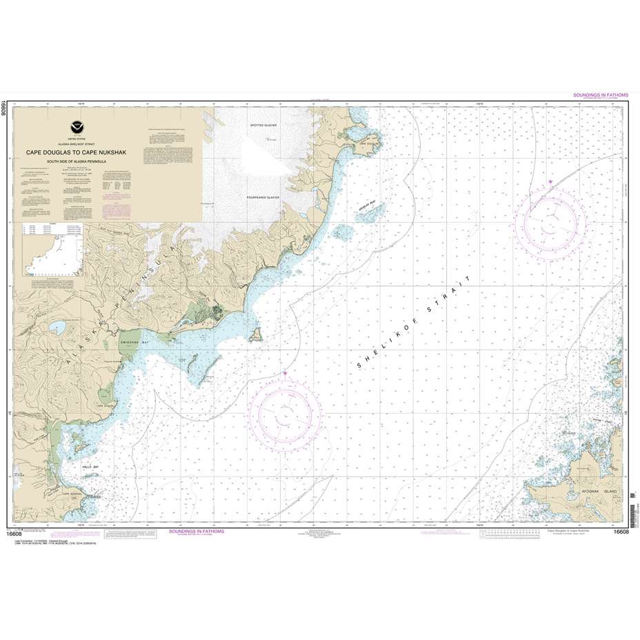 Paradise Clay NO_16608 HISTORICAL NOAA Chart Shelikof Strait-Cape Douglas to Cape Nukshak