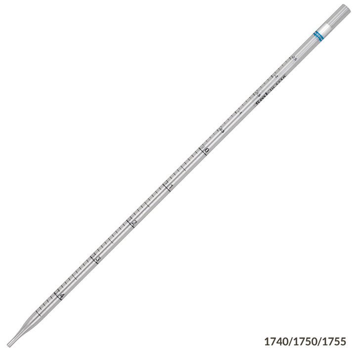 Globe Scientific 1820 Serological Pipette 50mL PS Standard Tip 345mm STERILE Black Band Individually Wrapped Paper/Plastic 100/Dispenser Box