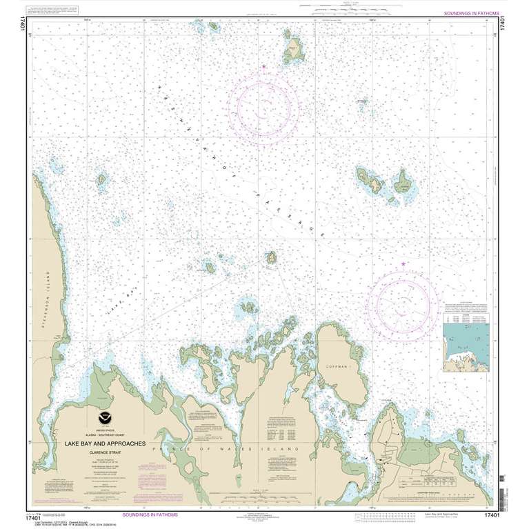 Paradise Clay NO_17401 HISTORICAL NOAA Chart Lake Bay and approaches: Clarence Str.